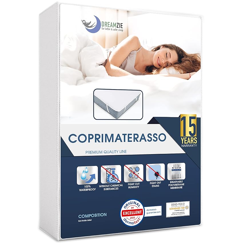 Dreamzie Coprimaterasso 200x220 cm - Oeko Tex - Copri Materasso 4 Angoli Elastici Dreamzie Coprimaterasso 200x220 cm - Oeko Tex - Copri Materasso 4 Angoli Elastici