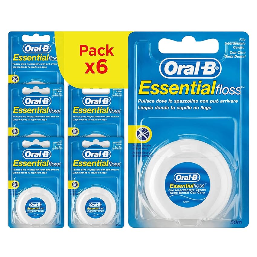 Oral-B Filo Interdentale Cerato EssentialFloss Al Sapore Di Menta 50m. Resistente Oral-B Filo Interdentale Cerato EssentialFloss Al Sapore Di Menta 50m. Resistente