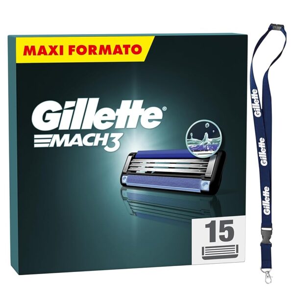 Gillette Mach3 Base 15 Lamette Barba Di Ricambio a 3 Lame Per Rasoio Barba Gillette Mach 3