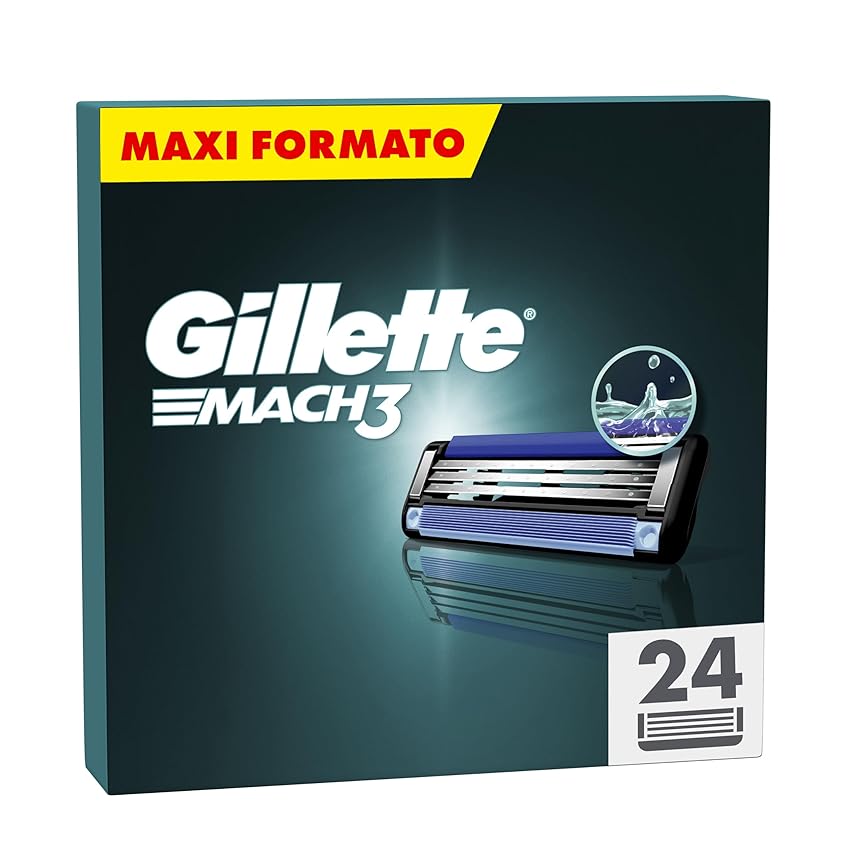 Gillette Mach3 Base 24 Lamette Di Ricambio Per Rasoio Barba Gillette Mach 3 Gillette Mach3 Base 24 Lamette Di Ricambio Per Rasoio Barba Gillette Mach 3