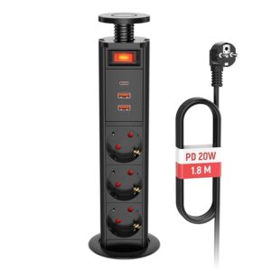 3 prese retrattili USB C PD20W con interruttore