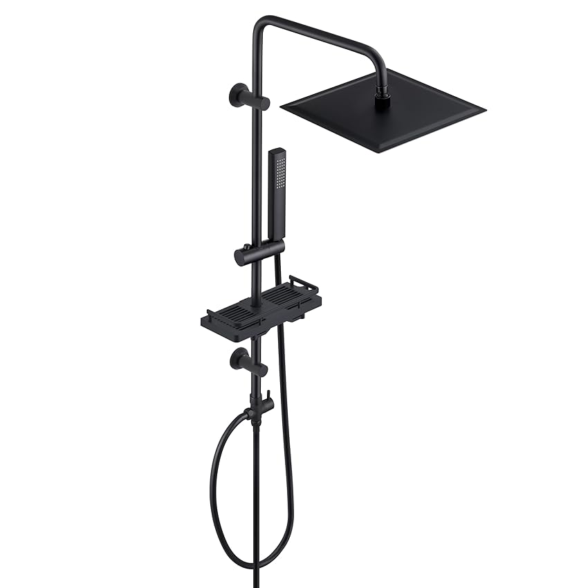 Görbach Colonna Doccia idromassaggio Nero Colonna Doccia in Acciaio Inox Senza Miscelatore Görbach Colonna Doccia idromassaggio Nero Colonna Doccia in Acciaio Inox Senza Miscelatore