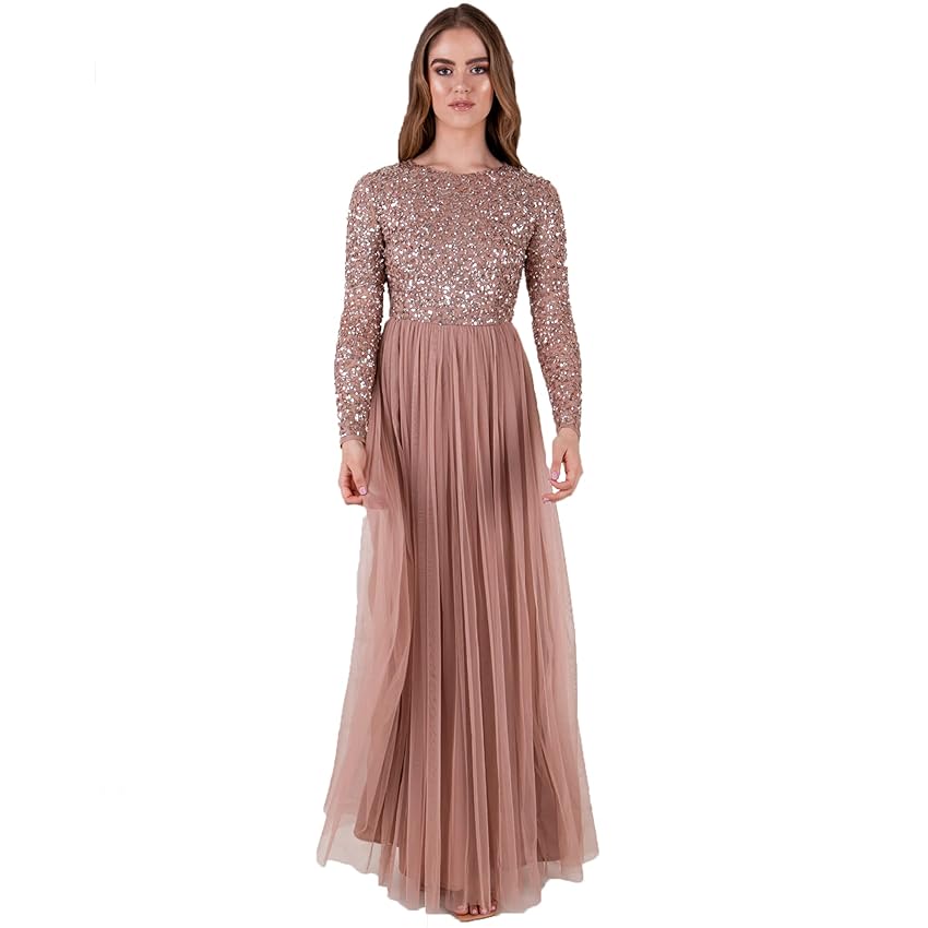 Maya Deluxe Womens Ladies Dress for Wedding Guest Plus Size Empire High Waist Sequins Maya Deluxe Womens Ladies Dress for Wedding Guest Plus Size Empire High Waist Sequins