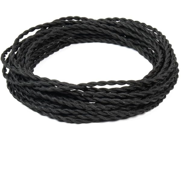 FANTON cavo elettrico tessile colore nero treccia seta 10mt 3G0