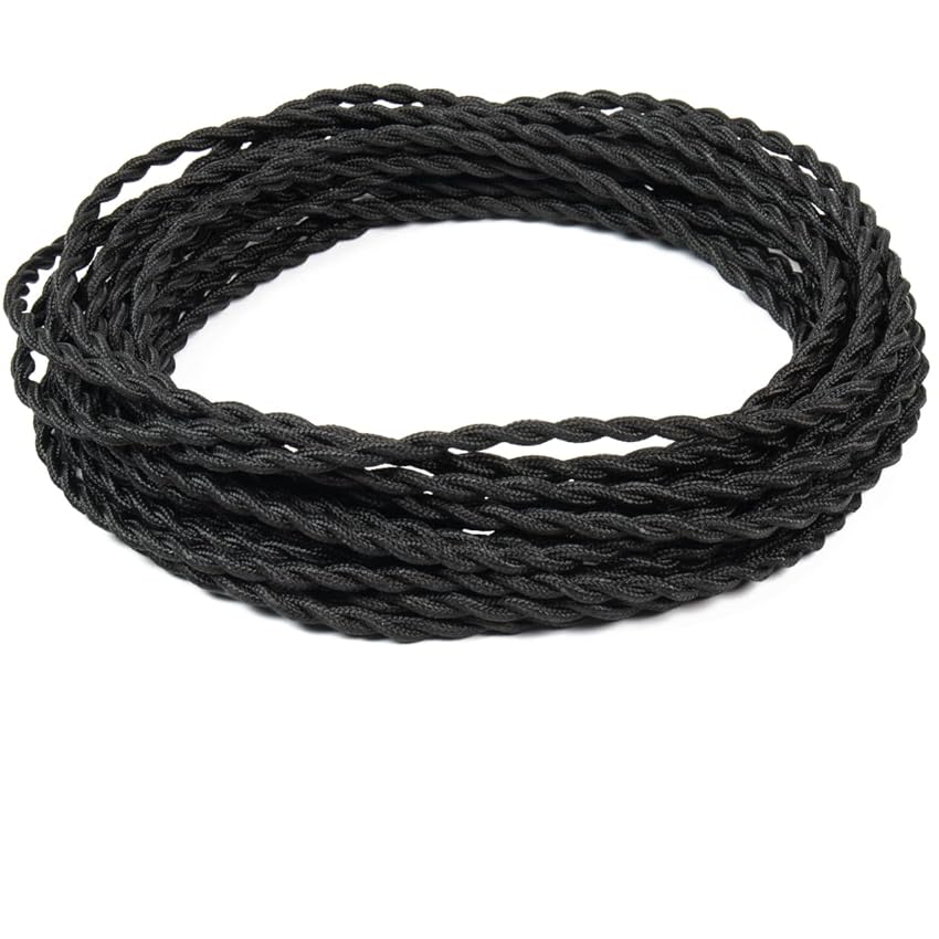 FANTON cavo elettrico tessile colore nero treccia seta 10mt 3G0 FANTON cavo elettrico tessile colore nero treccia seta 10mt 3G0