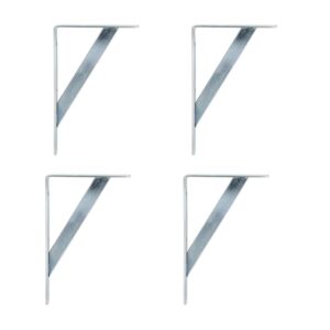 Amig - Confezione da 4 Staffe per Mensole Colore Argento | Staffa per mensole 200