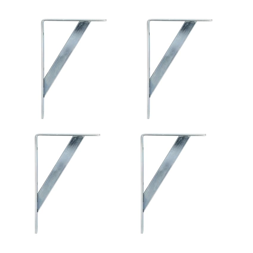 Amig - Confezione da 4 Staffe per Mensole Colore Argento | Staffa per mensole 200
