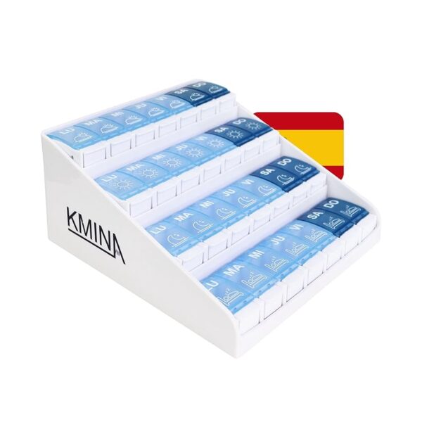 KMINA - Porta Pillole Settimanale a 7 Scomparti (4 dosi al giorno)