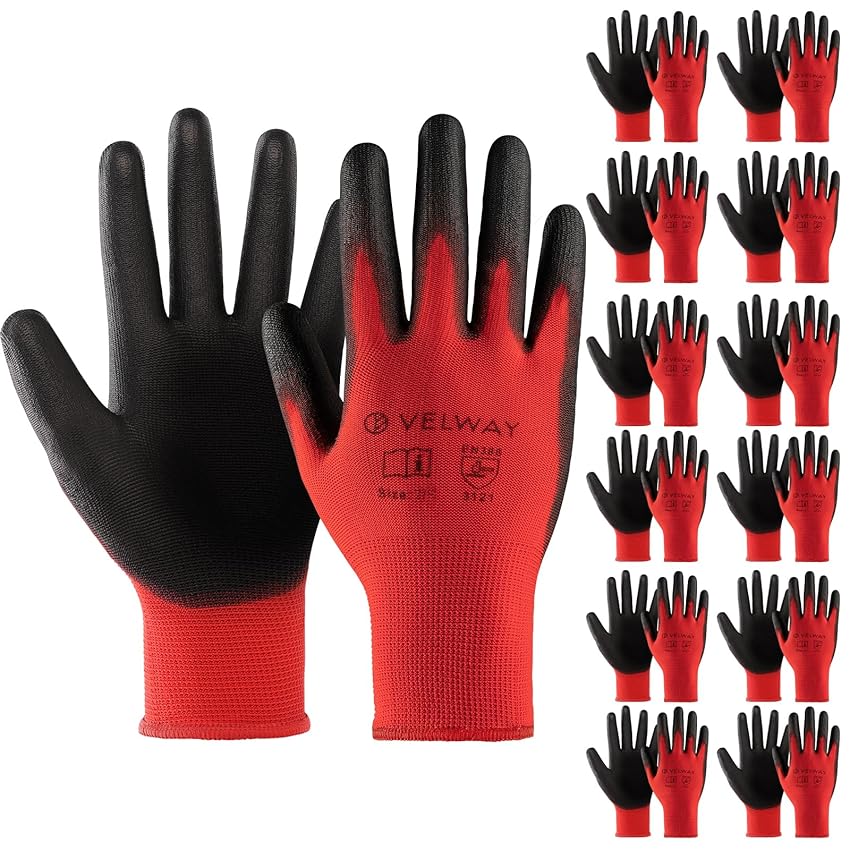 Velway Guanti da Lavoro Protettivi 12 Paia - Resistenti all'Abrasione Velway Guanti da Lavoro Protettivi 12 Paia - Resistenti all'Abrasione