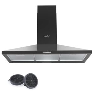 COMFEE' Cappa Aspirante 90 cm PYRA17B-90 Nera Cappa Cucina con LED