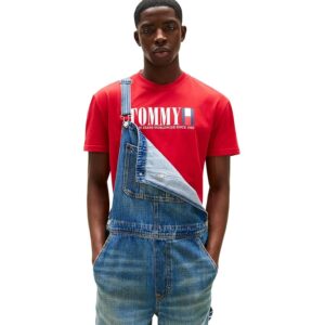 Tommy Jeans Uomo T-Shirt Maniche Corte Flag Tee Regular Fit