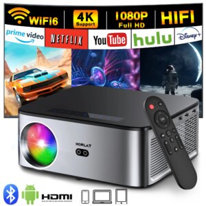 HORLAT 26000 Lumen Android 4K Proiettore 8K Decodifica Video Audio Home Theater AutoFocus