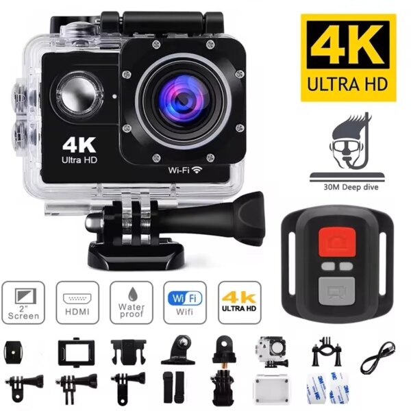 4K Action Camera 1080P/30FPS WiFi 2.0 "170D Subacquea Impermeabile Casco Videocamera