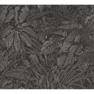 Livingwalls Carta da parati nera grigia – giungla 395606 – Carta da parati in tessuto