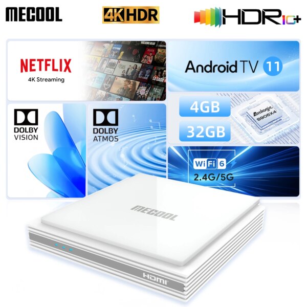 MECOOL KM2 Plus Deluxe Android TV Box con Netflix 4K certificato Dolby Atmos/Dolby