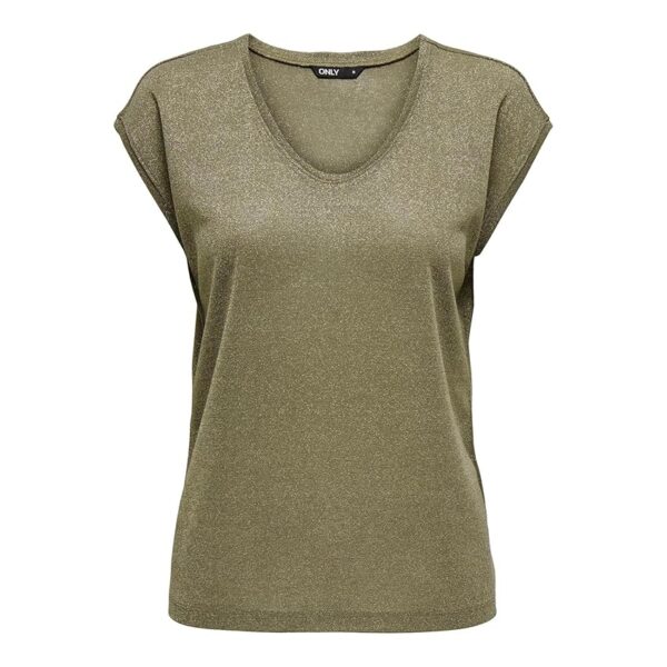 Only Onlsilvery S/S V Neck Lurex Top Jrs Noos