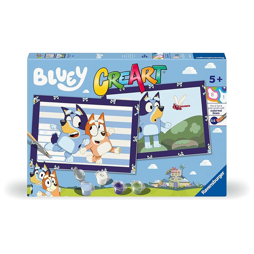 Ravensburger - Creart Serie Junior 2 X Bluey | Kit Pittura Bambini | Dipingere Con Ravensburger - Creart Serie Junior 2 X Bluey | Kit Pittura Bambini | Dipingere Con