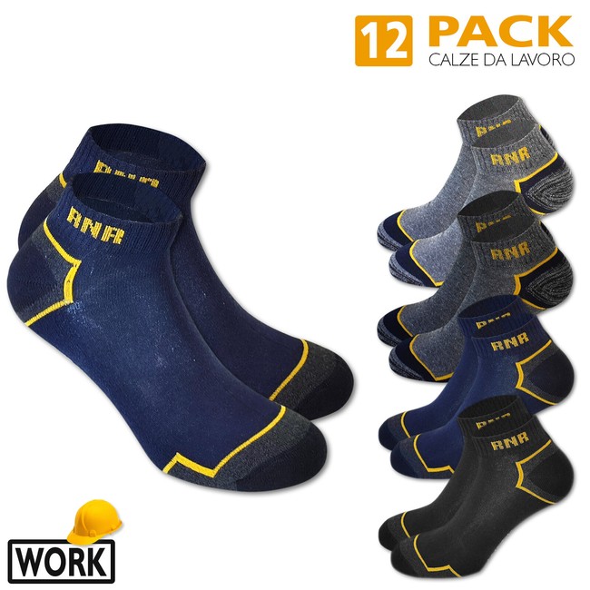 Set 12 Paia Fantasmini Uomo Calzini Cotone Lavoro Calze Rinforzante 40/46 VEQUE