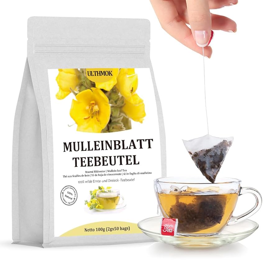 Mullein Leaf Tea | Foglia di Verbasco | Tisana di Verbasco 50 Bustine | Ingredienti naturali al 100% Mullein Leaf Tea | Foglia di Verbasco | Tisana di Verbasco 50 Bustine | Ingredienti naturali al 100%