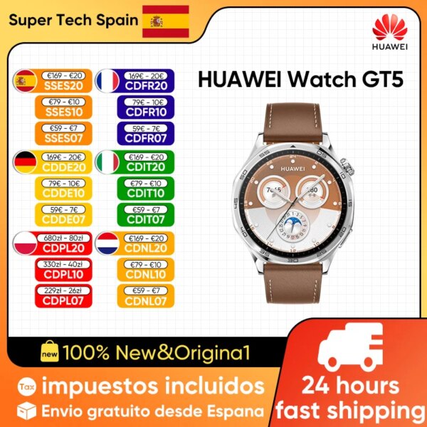 Nuovo HUAWEI GT5 Watch Smartwatch 41mm 46mm 1.43 ''Display AMOLED 14 giorni di durata