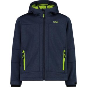 CMP - Giacca in softshell melange da bambini con cappuccio fisso