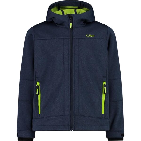 CMP - Giacca in softshell melange da bambini con cappuccio fisso