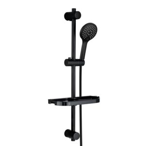 Görbach Asta Doccia Nera 70 cm Colonna Doccia INOX a Parete con Doccetta a 3 Getti e Porte