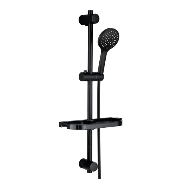 Görbach Asta Doccia Nera 70 cm Colonna Doccia INOX a Parete con Doccetta a 3 Getti e Porte