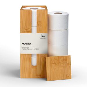 HENNEZ Porta Carta Igienica da Terra Legno di Bambu Chiuso - Portarotolo da Terra Contenitore