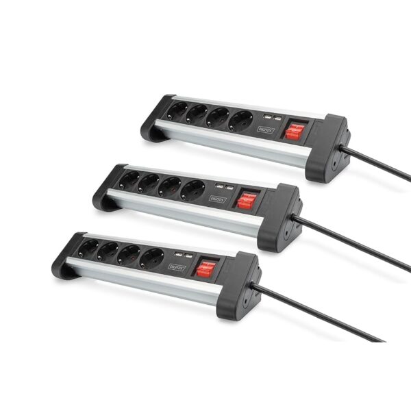 DIGITUS DA-70614 - Presa multipla con USB - 3 pezzi - 2x porta USB (USB)