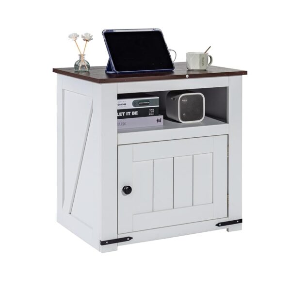 VEVOR Tavolino da Salotto in Stile Fattoria 610 x 457 x 608 mm Comodino da Casa con Porte USB e Prese