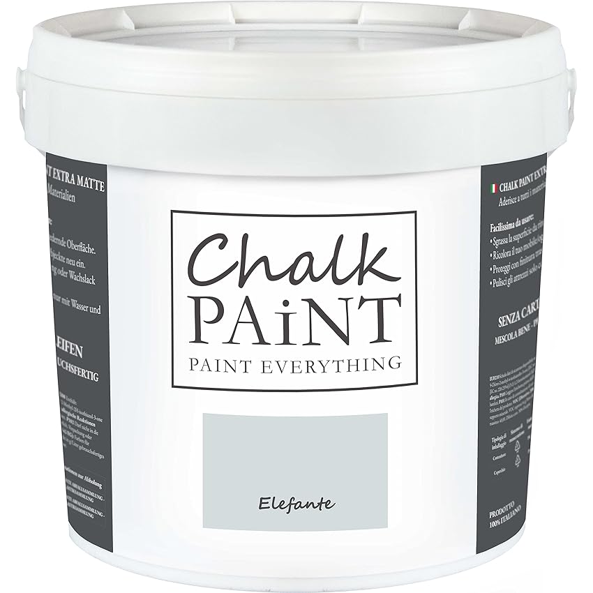 CHALK PAINT Everything Elefante 5 Litri - SENZA CARTEGGIARE Colora Facilmente Tutti i Materiali CHALK PAINT Everything Elefante 5 Litri - SENZA CARTEGGIARE Colora Facilmente Tutti i Materiali