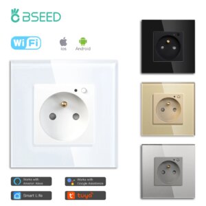 Presa a muro Wifi Bseed Francia Pannello in cristallo standard Prese intelligenti