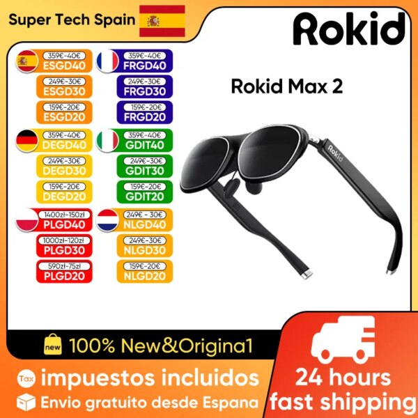 Nuovo Rokid Max 2 Smart AR 3D Glasses Micro OLED 215 "schermo massimo 50 ° FoV visualizzazione