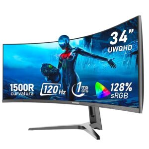 Gawfolk Monitor Ultrawide Da 34 Pollici 1500R Curvo 120Hz Monitor Per Computer Da Gioco