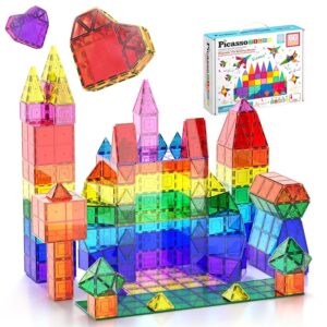PicassoTiles Magnetic Tiles 60pcs Kids Toys Classroom Sensory Toy for Toddlers STEM