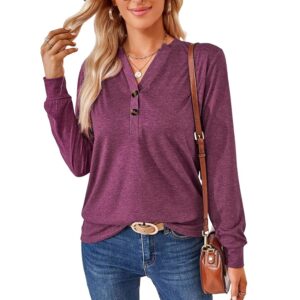 Atxnn Camicia da Donna a Maniche Lunghe Blusa con Scollo a V Camicetta Elegante a