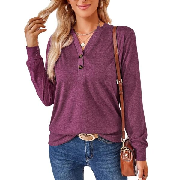 Atxnn Camicia da Donna a Maniche Lunghe Blusa con Scollo a V Camicetta Elegante a