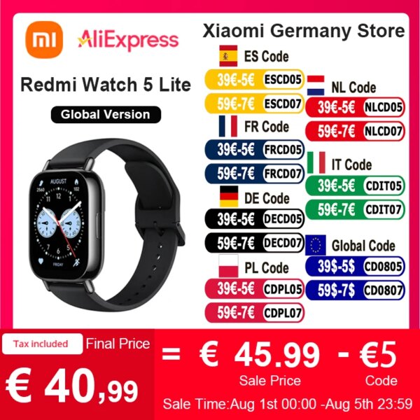 Xiaomi Redmi Watch 5 Lite Versione globale Schermo AMOLED da 1