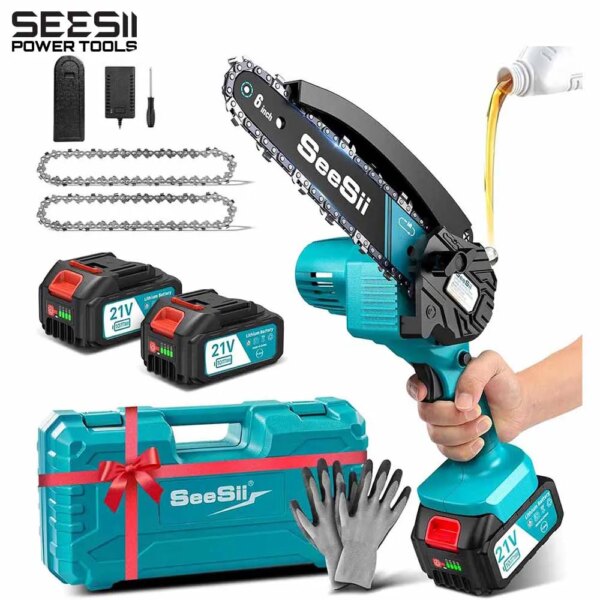 SEESII 6 ''Mini motosega a batteria 15.2 cm Sega elettrica ricaricabile Lavorazione