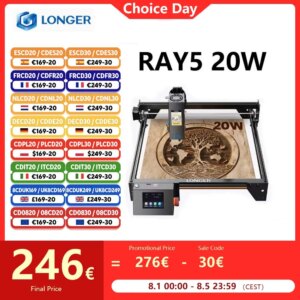 Più lungo RAY5 20W incisore Laser Touch Screen Chipset a 32 bit WIFI 0.08*0.1mm Laser