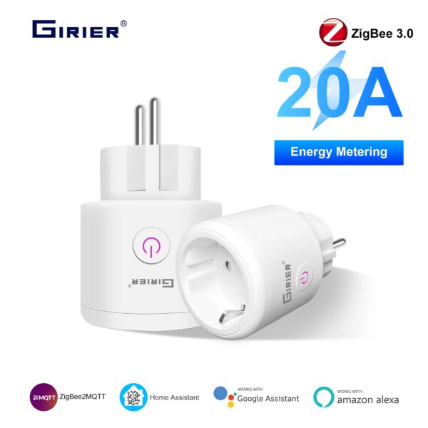 GIRIER Smart Plug ZigBee 20A Presa Smart Home EU 4200W con funzione di monitoraggio