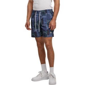 Urban Classics Pattern Swim Shorts Palm Uomo Bermuda Nero/Oliva