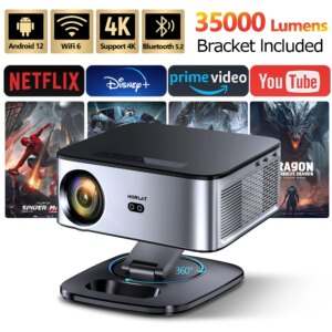 Proiettore Horlat 2025 4K UHD 35000 lumen Android WiFi 6 BT5.2 64G Native1080P Proiettore