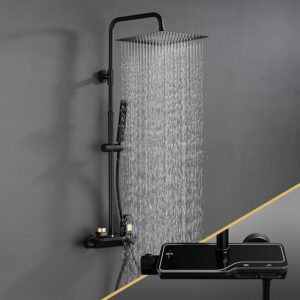 Görbach Nero Colonna Doccia con Termostatico in Acciaio INOX 304 Colonna Doccia Rubinetto