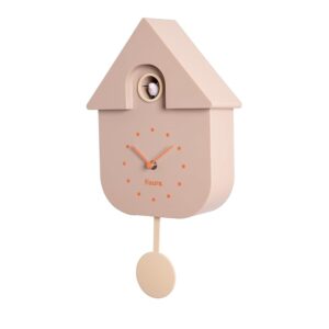 FISURA - Orologio a cucù beige con quadrante arancione. Orologio moderno a pendolo.