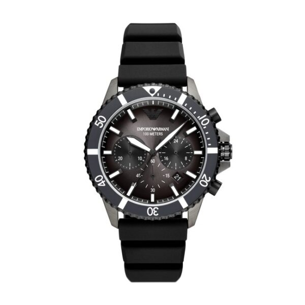 Orologio Uomo EMPORIO ARMANI SEA EXPLORER AR11515 Chrono Silicone Nero