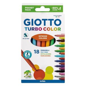 Giotto Turbo Color 18 Pennarelli Punta Fine Colori Assortiti Ricambio Astuccio