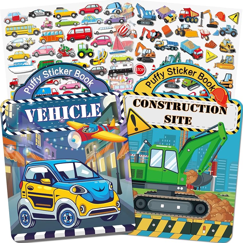 Elfew Libro di adesivi 2 Pezzi 3D Riutilizzabili per Bambini 2 Elfew Libro di adesivi 2 Pezzi 3D Riutilizzabili per Bambini 2