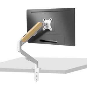 HILLPORT Supporto Monitor Legno Bianco Singolo Staffa Monitor Scrivania Braccio Supporto LED LCD 17